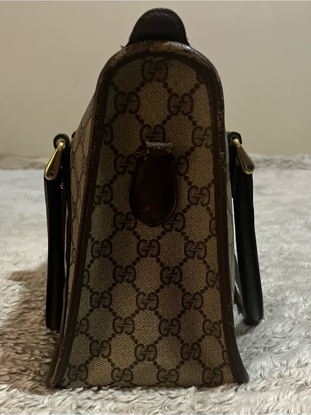 Gucci Brown GG Supreme handbag with Green-Red Web Stripe - Picture 4 of 12